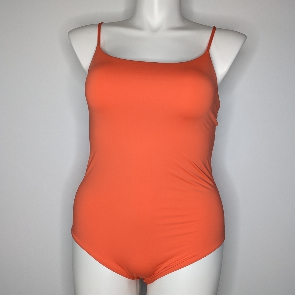 Girlfriend Collective Orange Strappy Tie Back One Piece Swimsuit XXL